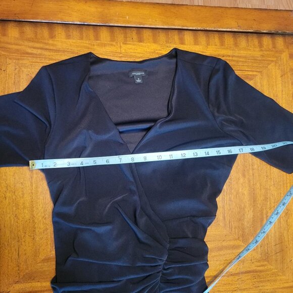Ann Taylor Black Wrap Top Dress with Gathered Banding at Waist - Picture 14 of 14